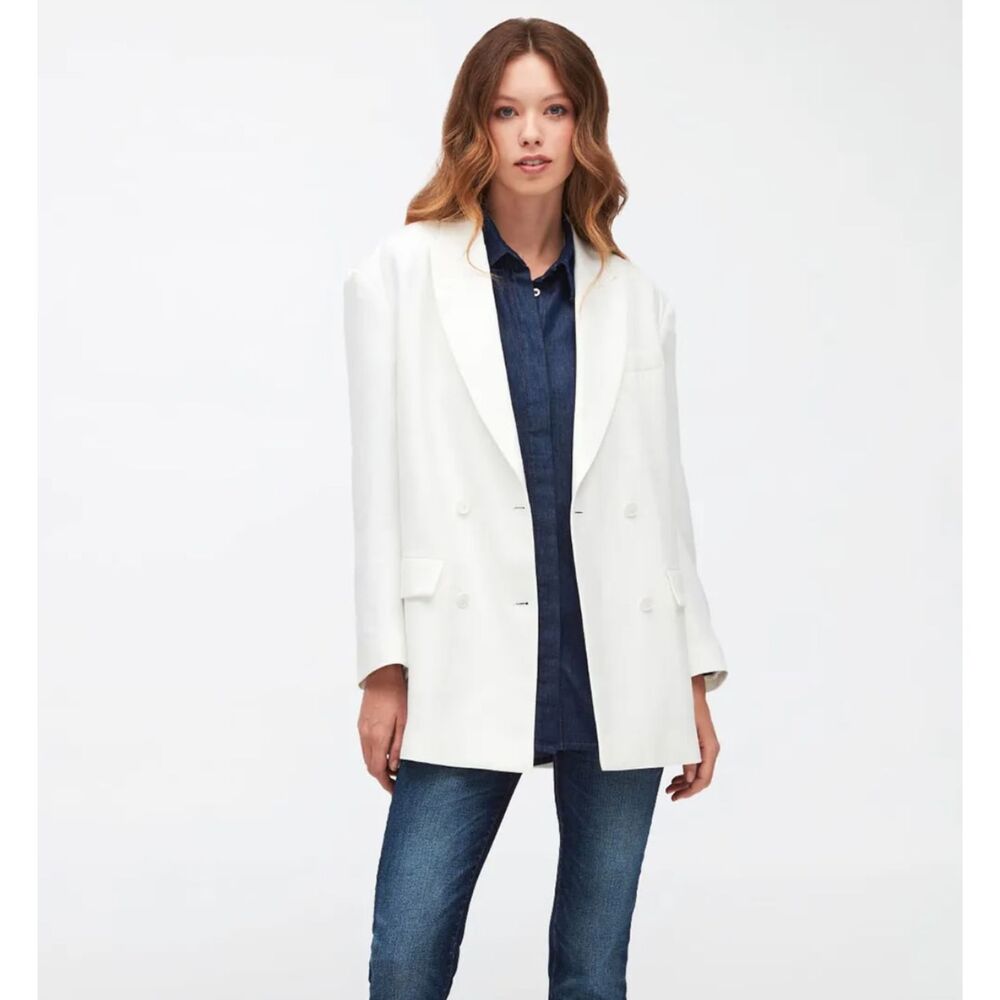 7 for all Mankind Linen Almond Oversized Blazer NWT Size Medium Made in Italy
